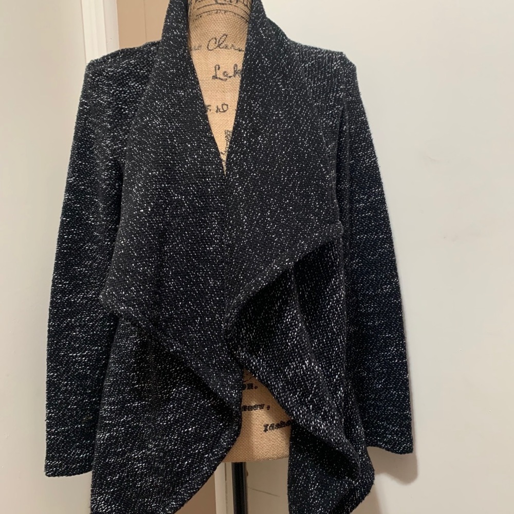 BNCI by BLANC NOIR Black White Sweater Cardigan M - Picture 2 of 9